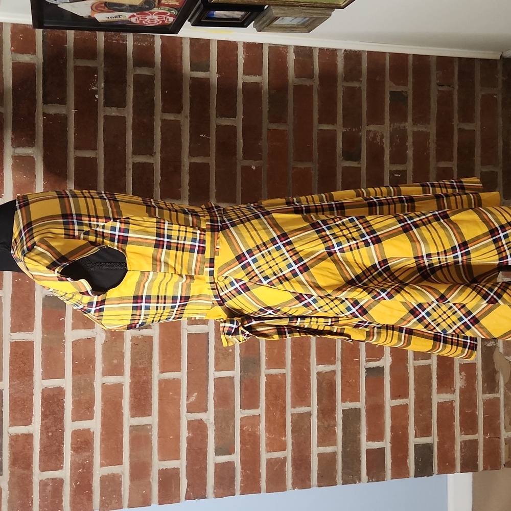 Kingfancy Yellow Plaid Retro Dress, Size Medium - Picture 4 of 8
